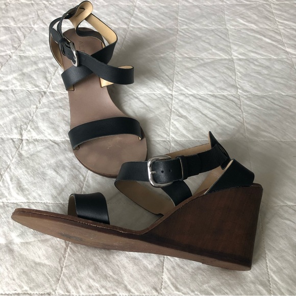 Aldo black leather wedge sandals - Picture 8 of 15